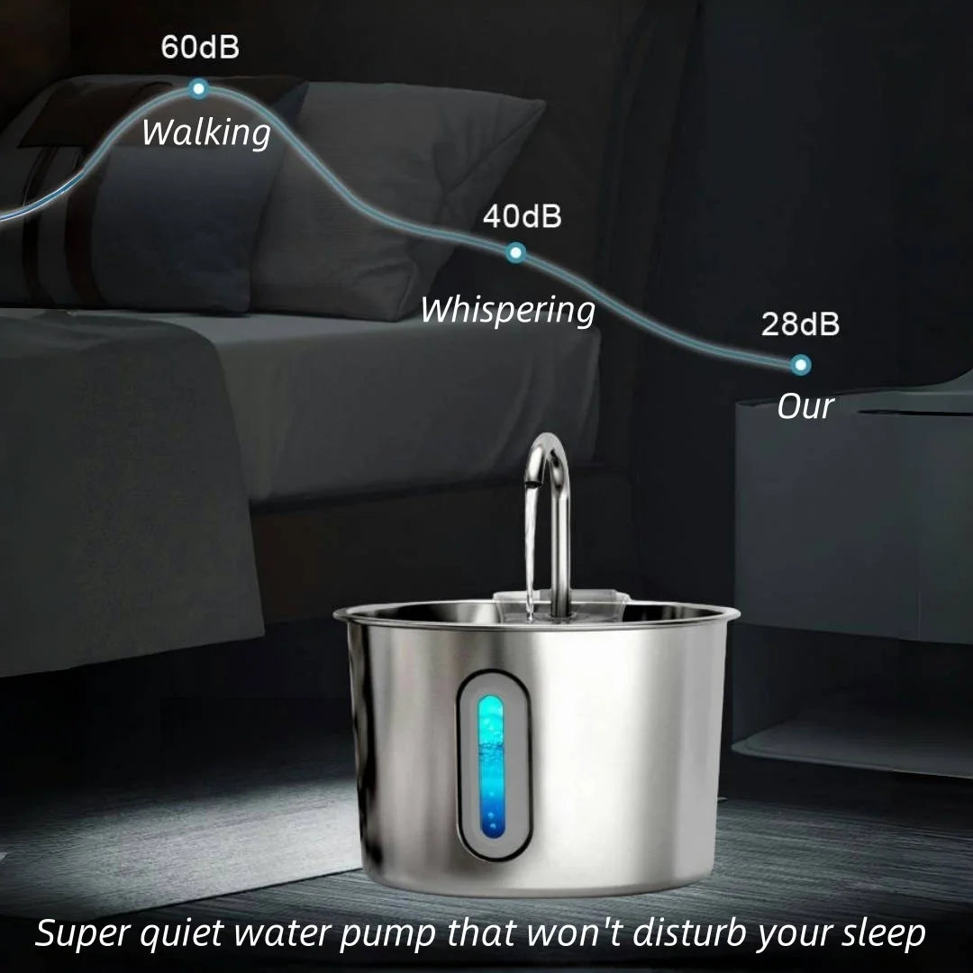 Cat Water Fountain, 75oz Stainless Steel Automatic Water Fountain with Filters Silent Pump for Cat Drinking, Pet Water Supplies