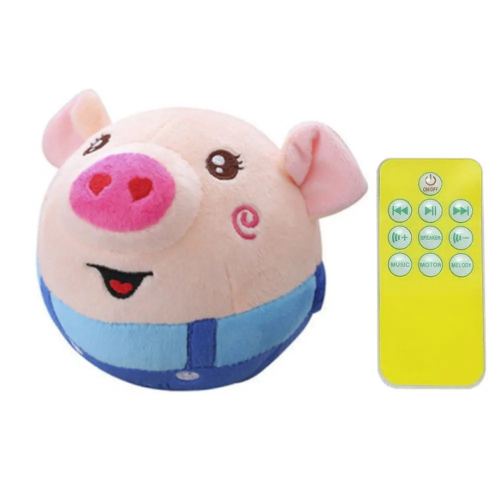 Cartoon Pig Active Moving Pet Plush Toy Washable Talking Moving Dog Ball Toy USB Rechargeable for Dogs Cats