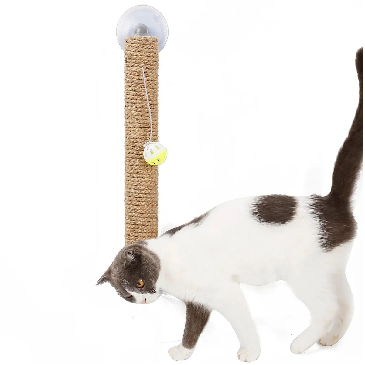 Pet Life 'Stick N' Claw' Sisal Rope and Toy Suction Cup Stick Shaped Cat Scratcher